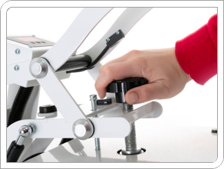 Adjustable pressure allows you to apply <br> on items of varying thickness.